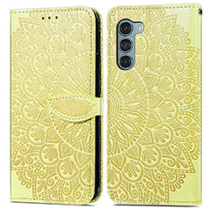 Custodia Portafoglio In Pelle Fantasia Modello Cover con Supporto S04D per Motorola Moto Edge S30 5G Giallo