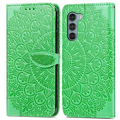 Custodia Portafoglio In Pelle Fantasia Modello Cover con Supporto S04D per Motorola Moto Edge S30 5G Verde