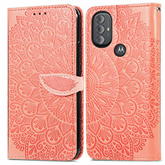 Custodia Portafoglio In Pelle Fantasia Modello Cover con Supporto S04D per Motorola Moto G Play (2023) Arancione