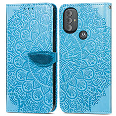 Custodia Portafoglio In Pelle Fantasia Modello Cover con Supporto S04D per Motorola Moto G Play (2023) Blu