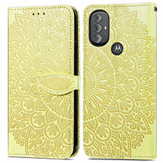 Custodia Portafoglio In Pelle Fantasia Modello Cover con Supporto S04D per Motorola Moto G Play (2023) Giallo