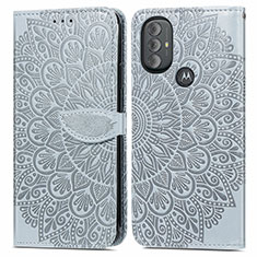 Custodia Portafoglio In Pelle Fantasia Modello Cover con Supporto S04D per Motorola Moto G Play (2023) Grigio