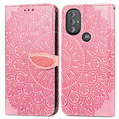 Custodia Portafoglio In Pelle Fantasia Modello Cover con Supporto S04D per Motorola Moto G Play (2023) Oro Rosa