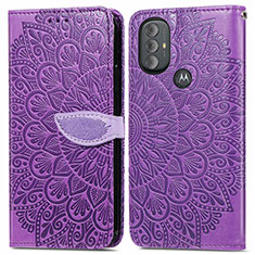 Custodia Portafoglio In Pelle Fantasia Modello Cover con Supporto S04D per Motorola Moto G Play Gen 2 Viola