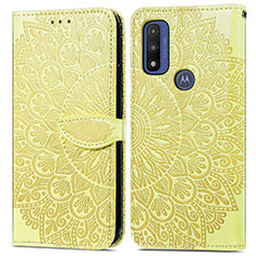 Custodia Portafoglio In Pelle Fantasia Modello Cover con Supporto S04D per Motorola Moto G Pure Giallo