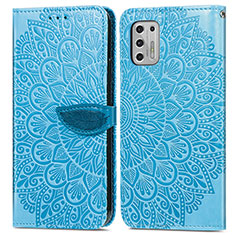 Custodia Portafoglio In Pelle Fantasia Modello Cover con Supporto S04D per Motorola Moto G Stylus (2021) Blu