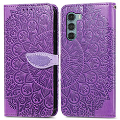 Custodia Portafoglio In Pelle Fantasia Modello Cover con Supporto S04D per Motorola Moto G200 5G Viola