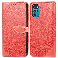 Custodia Portafoglio In Pelle Fantasia Modello Cover con Supporto S04D per Motorola Moto G22 Rosso