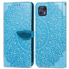 Custodia Portafoglio In Pelle Fantasia Modello Cover con Supporto S04D per Motorola Moto G50 5G Blu