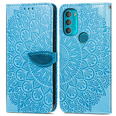 Custodia Portafoglio In Pelle Fantasia Modello Cover con Supporto S04D per Motorola Moto G71 5G Blu