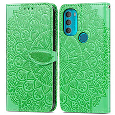 Custodia Portafoglio In Pelle Fantasia Modello Cover con Supporto S04D per Motorola Moto G71 5G Verde