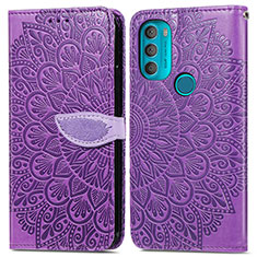 Custodia Portafoglio In Pelle Fantasia Modello Cover con Supporto S04D per Motorola Moto G71 5G Viola