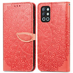 Custodia Portafoglio In Pelle Fantasia Modello Cover con Supporto S04D per OnePlus 9R 5G Rosso