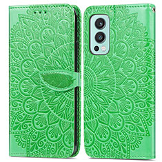 Custodia Portafoglio In Pelle Fantasia Modello Cover con Supporto S04D per OnePlus Nord 2 5G Verde