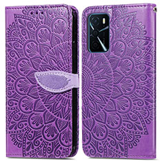 Custodia Portafoglio In Pelle Fantasia Modello Cover con Supporto S04D per Oppo A16s Viola