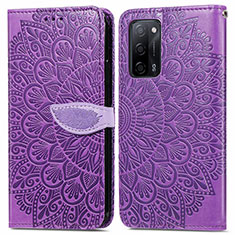 Custodia Portafoglio In Pelle Fantasia Modello Cover con Supporto S04D per Oppo A53s 5G Viola