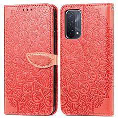 Custodia Portafoglio In Pelle Fantasia Modello Cover con Supporto S04D per Oppo A54 5G Rosso