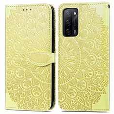 Custodia Portafoglio In Pelle Fantasia Modello Cover con Supporto S04D per Oppo A55 5G Giallo