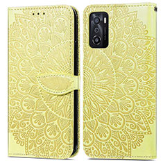 Custodia Portafoglio In Pelle Fantasia Modello Cover con Supporto S04D per Oppo A55S 5G Giallo