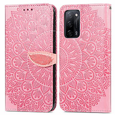 Custodia Portafoglio In Pelle Fantasia Modello Cover con Supporto S04D per Oppo A56 5G Oro Rosa