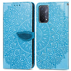 Custodia Portafoglio In Pelle Fantasia Modello Cover con Supporto S04D per Oppo A74 5G Blu