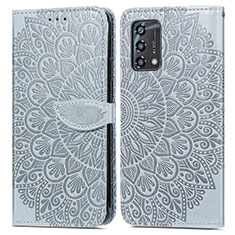 Custodia Portafoglio In Pelle Fantasia Modello Cover con Supporto S04D per Oppo A95 4G Grigio