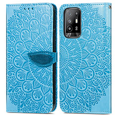 Custodia Portafoglio In Pelle Fantasia Modello Cover con Supporto S04D per Oppo A95 5G Blu