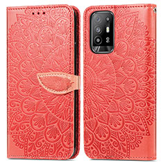 Custodia Portafoglio In Pelle Fantasia Modello Cover con Supporto S04D per Oppo A95 5G Rosso