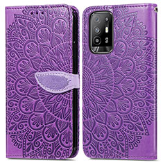 Custodia Portafoglio In Pelle Fantasia Modello Cover con Supporto S04D per Oppo A95 5G Viola