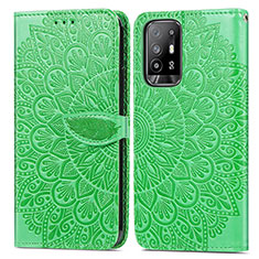 Custodia Portafoglio In Pelle Fantasia Modello Cover con Supporto S04D per Oppo F19 Pro+ Plus 5G Verde