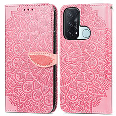 Custodia Portafoglio In Pelle Fantasia Modello Cover con Supporto S04D per Oppo Reno5 A Oro Rosa