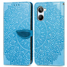 Custodia Portafoglio In Pelle Fantasia Modello Cover con Supporto S04D per Realme 10 4G Blu