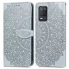 Custodia Portafoglio In Pelle Fantasia Modello Cover con Supporto S04D per Realme 8 5G Grigio