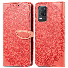 Custodia Portafoglio In Pelle Fantasia Modello Cover con Supporto S04D per Realme 8 5G Rosso