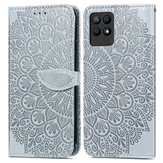 Custodia Portafoglio In Pelle Fantasia Modello Cover con Supporto S04D per Realme 8i Grigio