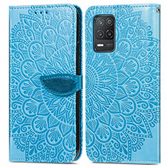 Custodia Portafoglio In Pelle Fantasia Modello Cover con Supporto S04D per Realme 8s 5G Blu