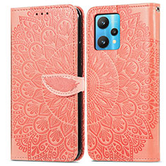 Custodia Portafoglio In Pelle Fantasia Modello Cover con Supporto S04D per Realme 9 4G Arancione