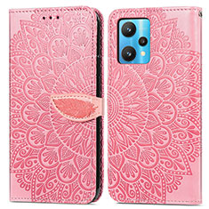 Custodia Portafoglio In Pelle Fantasia Modello Cover con Supporto S04D per Realme 9 4G Oro Rosa