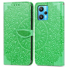 Custodia Portafoglio In Pelle Fantasia Modello Cover con Supporto S04D per Realme 9 4G Verde