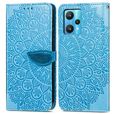 Custodia Portafoglio In Pelle Fantasia Modello Cover con Supporto S04D per Realme 9 5G Blu