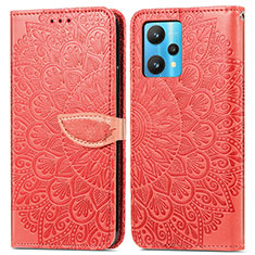 Custodia Portafoglio In Pelle Fantasia Modello Cover con Supporto S04D per Realme 9 Pro 5G Rosso