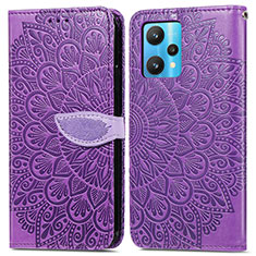 Custodia Portafoglio In Pelle Fantasia Modello Cover con Supporto S04D per Realme 9 Pro 5G Viola