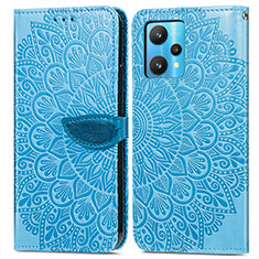 Custodia Portafoglio In Pelle Fantasia Modello Cover con Supporto S04D per Realme 9 Pro+ Plus 5G Blu