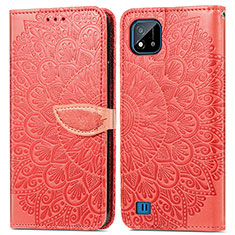 Custodia Portafoglio In Pelle Fantasia Modello Cover con Supporto S04D per Realme C11 (2021) Rosso