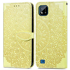 Custodia Portafoglio In Pelle Fantasia Modello Cover con Supporto S04D per Realme C20 Giallo