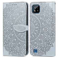 Custodia Portafoglio In Pelle Fantasia Modello Cover con Supporto S04D per Realme C20 Grigio