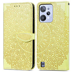 Custodia Portafoglio In Pelle Fantasia Modello Cover con Supporto S04D per Realme C31 Giallo