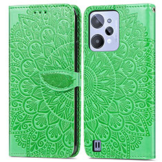 Custodia Portafoglio In Pelle Fantasia Modello Cover con Supporto S04D per Realme C31 Verde