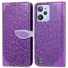 Custodia Portafoglio In Pelle Fantasia Modello Cover con Supporto S04D per Realme C31 Viola