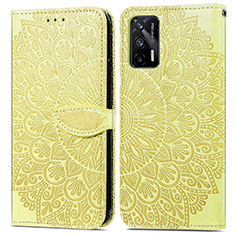 Custodia Portafoglio In Pelle Fantasia Modello Cover con Supporto S04D per Realme GT 5G Giallo